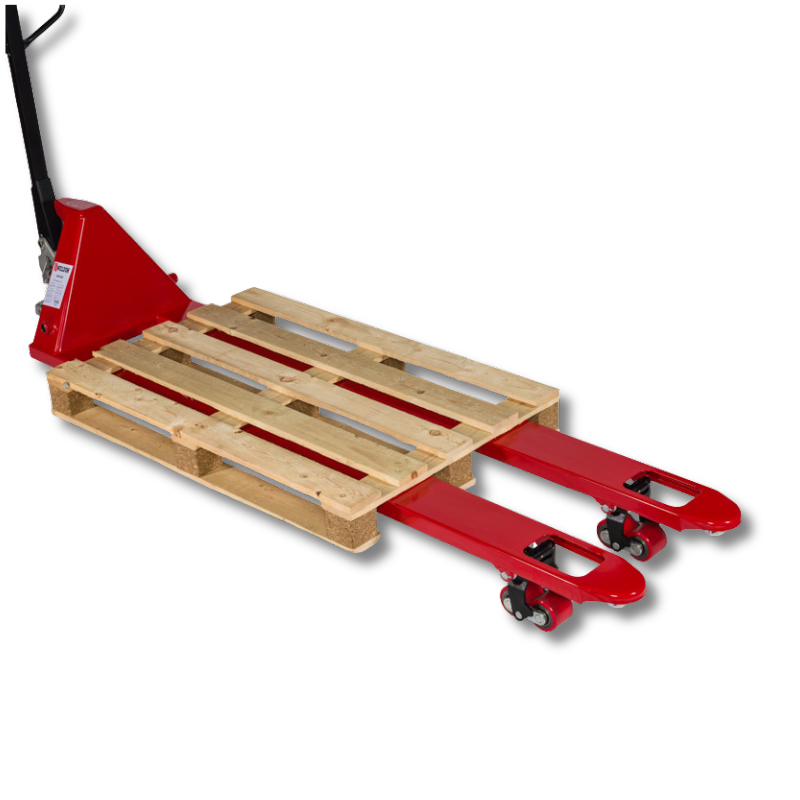 De palletwagen lang met pallet
