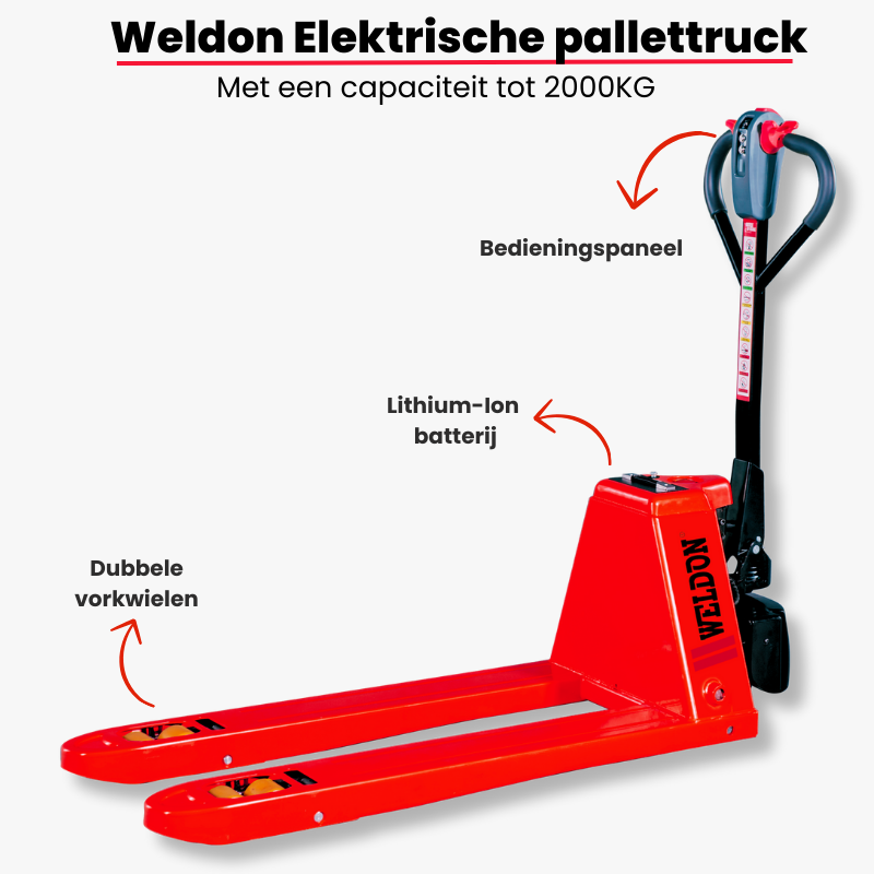 Weldon Elektrische Pompwagen breed - 2000 kg - 685x1000mm